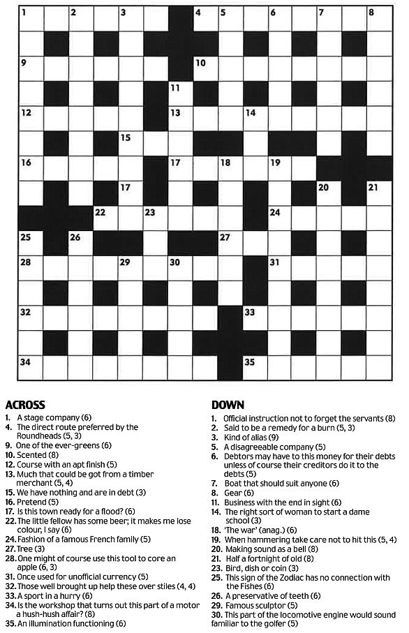 The famous crossword printed in The Daily Telegraph on January 13, 1942.