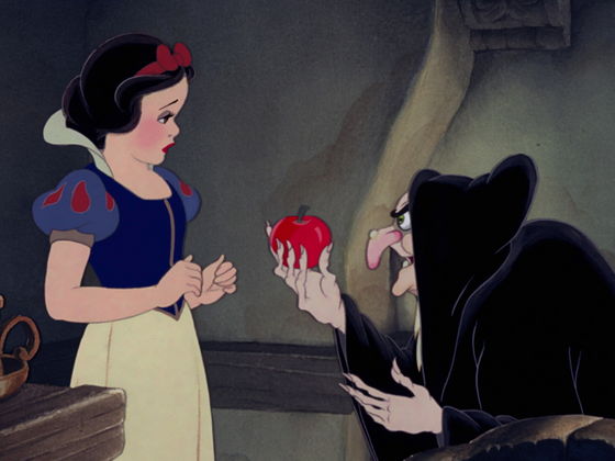 The iconic scene from Disney's Snow White: Have A Bite.
