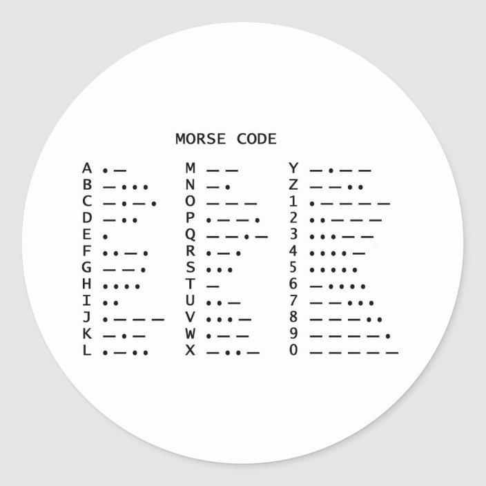 Morse Code Classic Round Sticker.